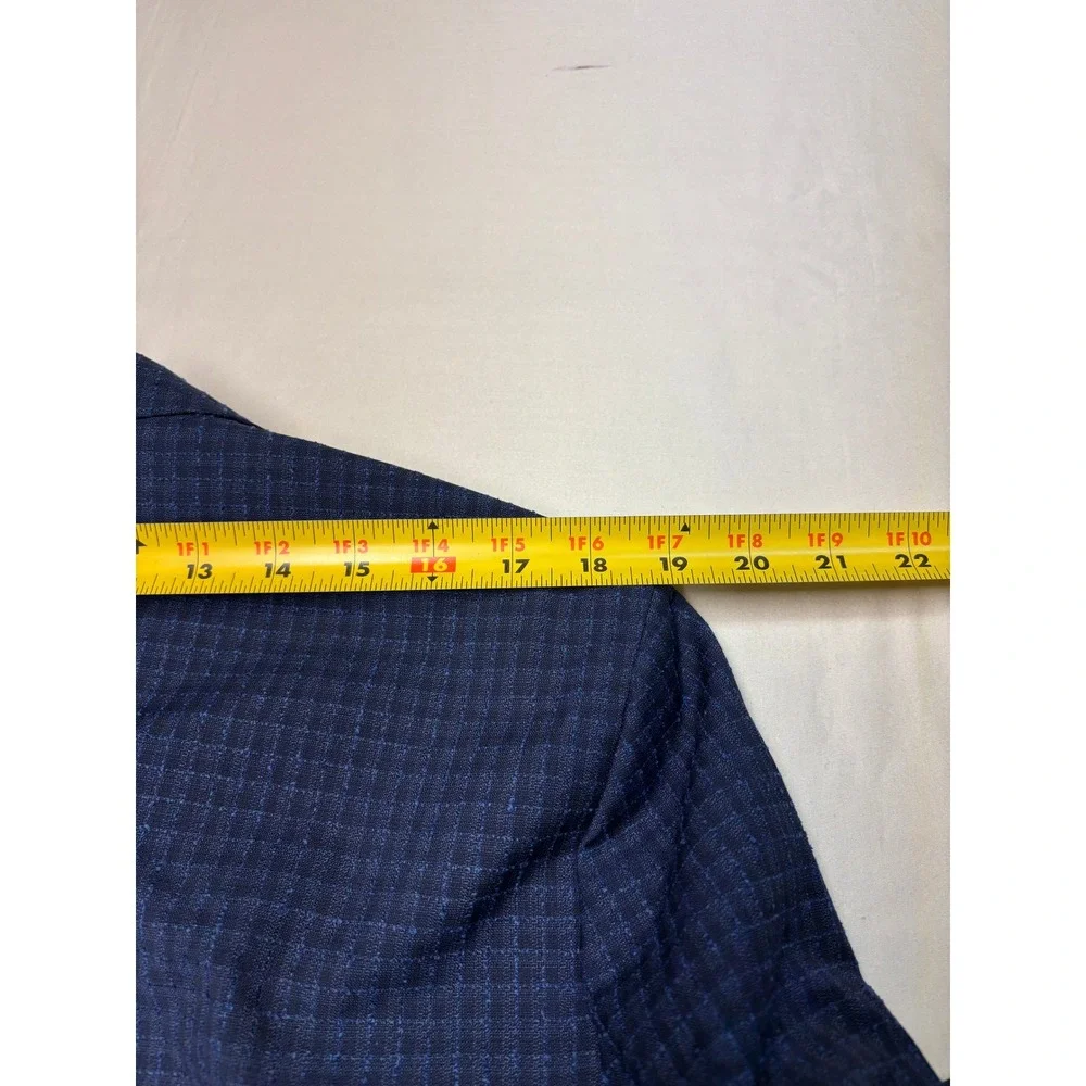 Hugo Boss Blue Checkered Virgin Wool Blazer Sport Coat Mens 40R Lanificio Tesse